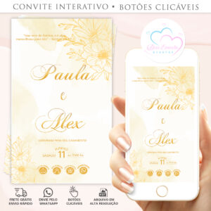 Convite Casamento Interativo Ouro