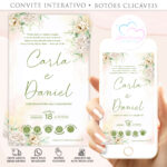 Convite Casamento Interativo Crisantemo Aquarela - Imagem 2